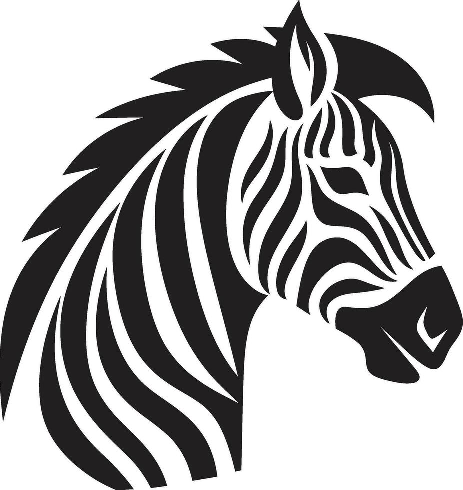 Elegant Black and White Grace Graceful Zebra Portrait Insignia vector