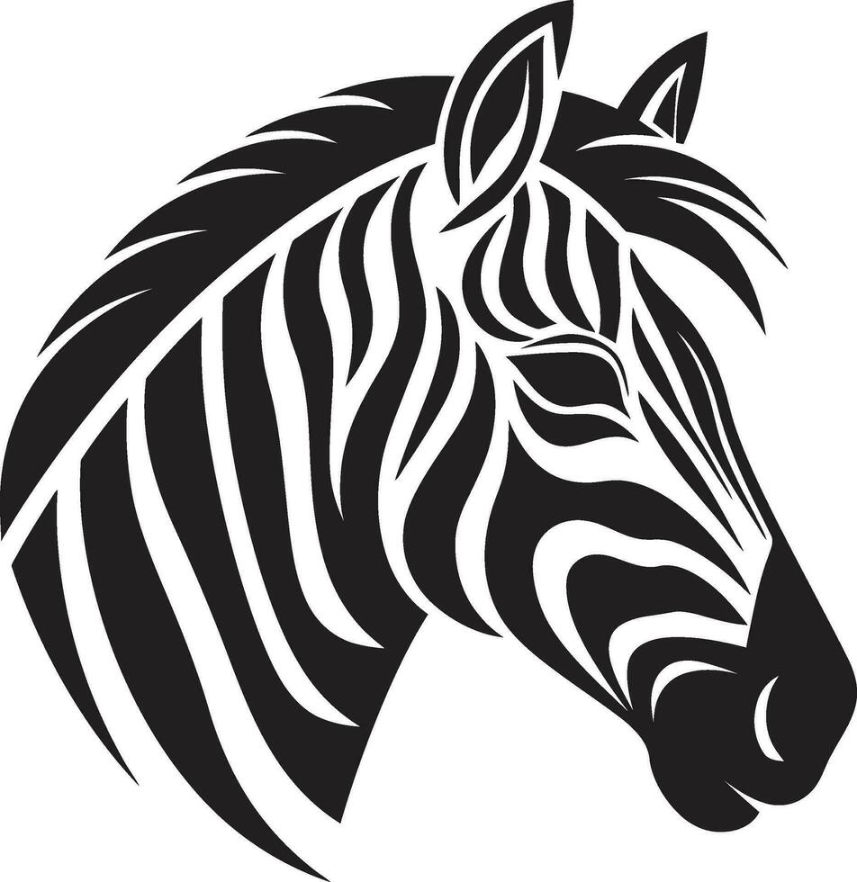 Prowling Black and White Serenity Majestic Striped Equine Emblem vector