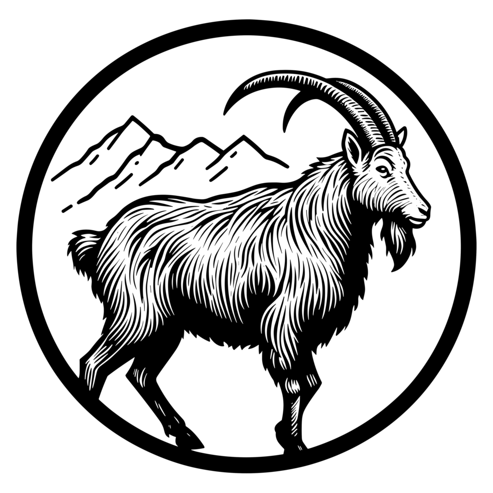 Beautiful Mountain Goat Silhouette - Ai Generative png