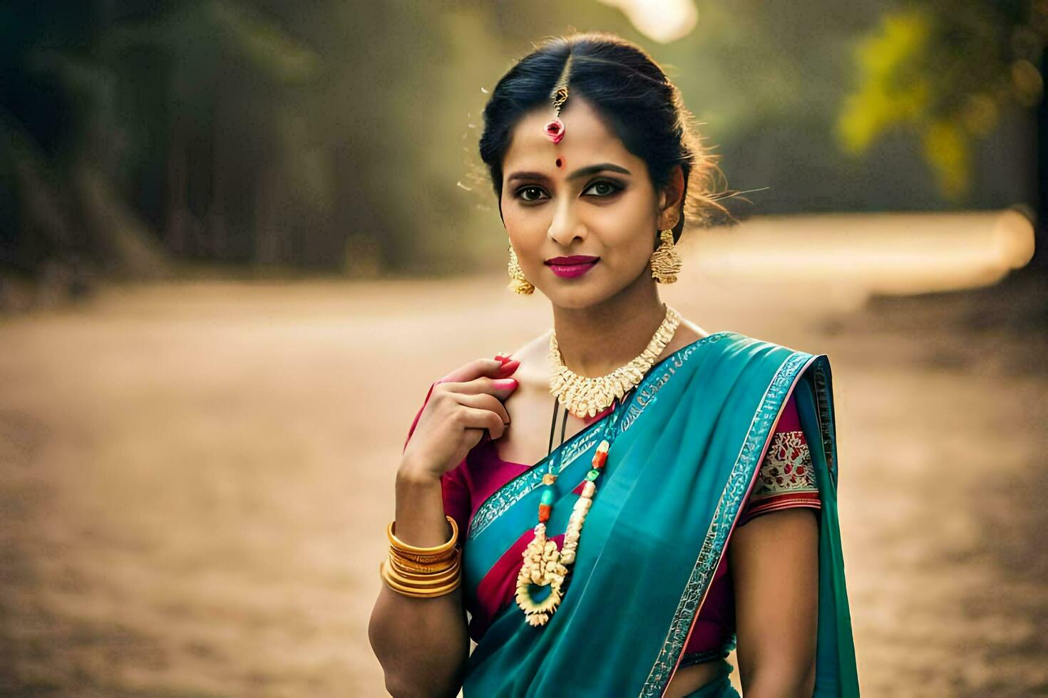 beautiful indian woman in traditional sari. AI-Generated photo