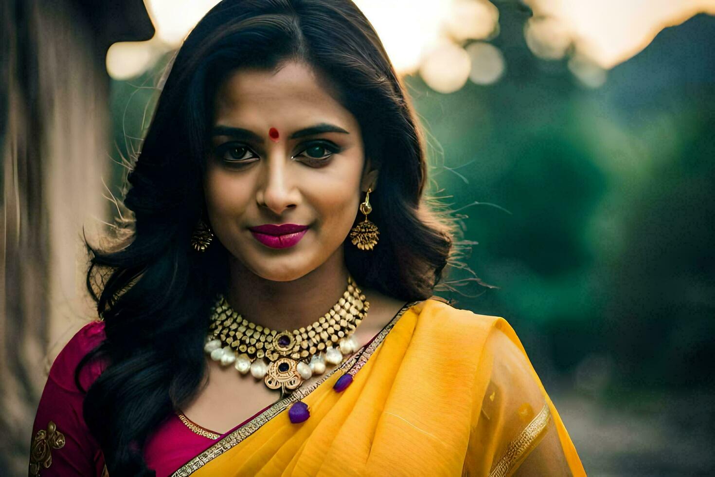 actress srihari in a yellow saree. AI-Generated photo