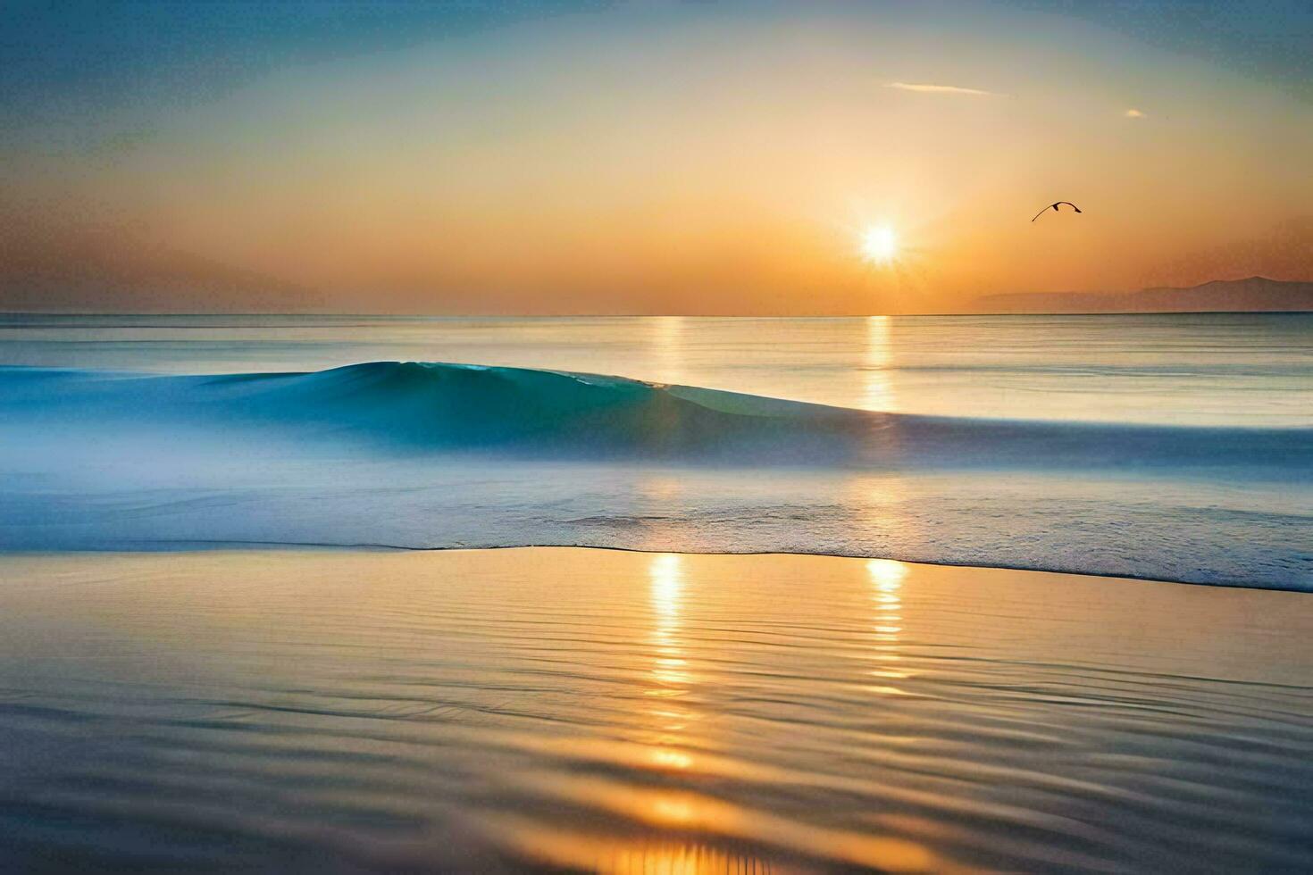 el Dom conjuntos terminado el Oceano y ondas. generado por ai foto