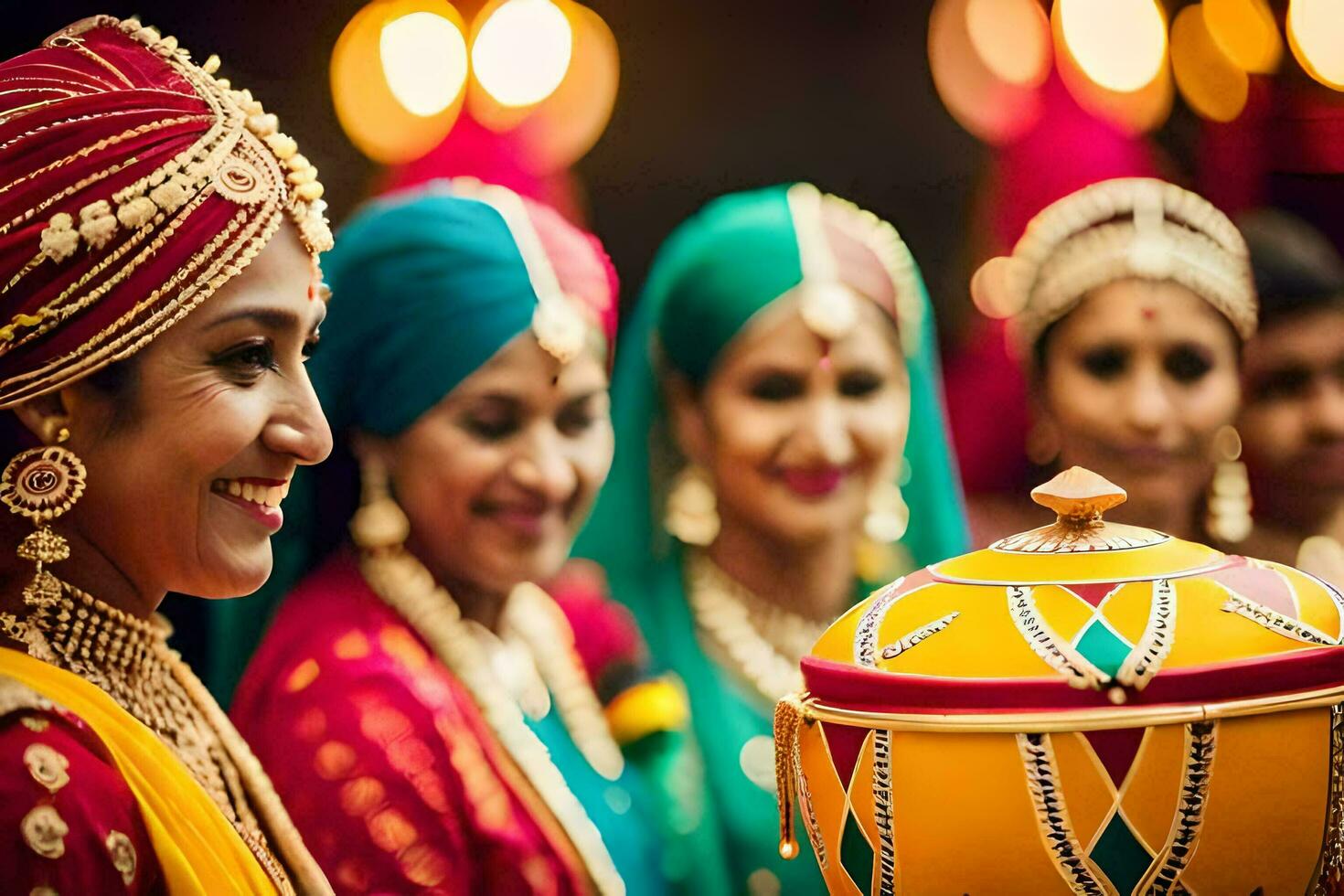 a group of women in traditional indian attire. AI-Generated photo