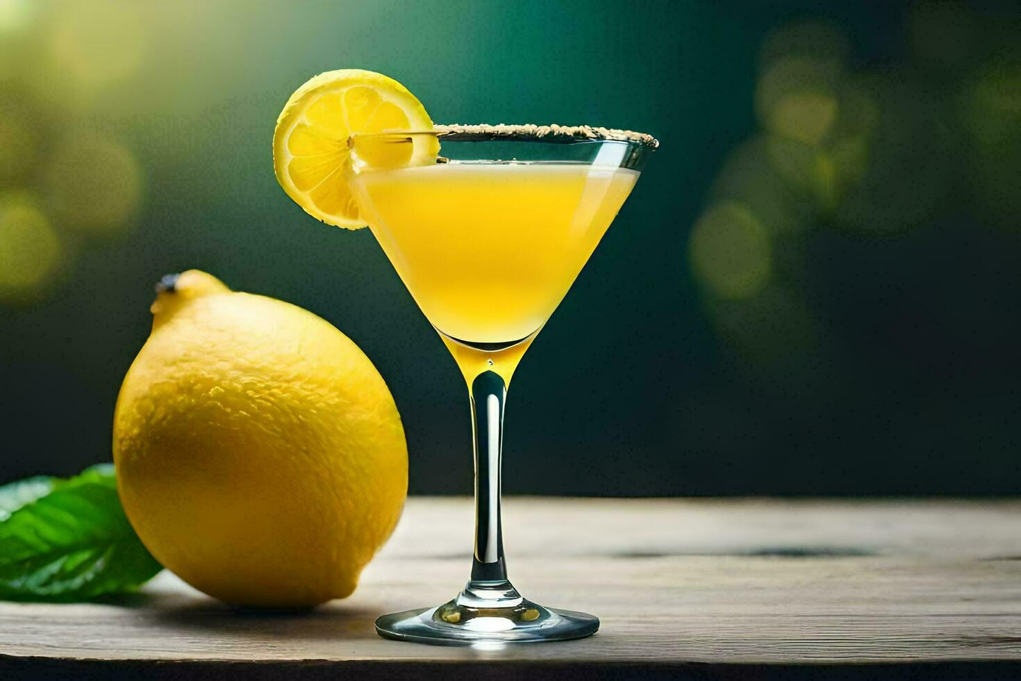 a cocktail with lemon and a slice of lemon. AI-Generated photo