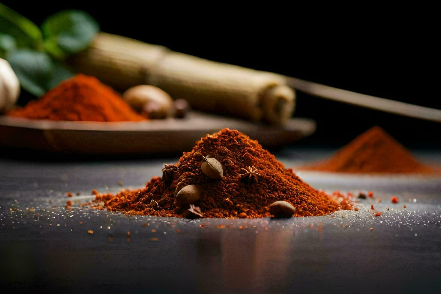 spices and spices on a black background. AI-Generated photo