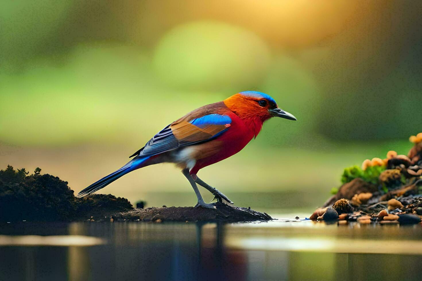 Photo of a Colorful Bird Reflecting in the Water · Free Stock Photo