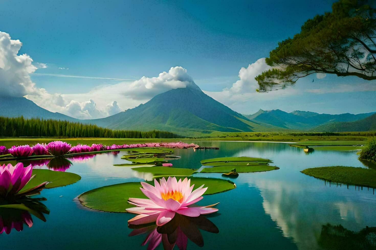 the lotus flower is a symbol of peace and harmony, and is often used in art and. AI-Generated photo