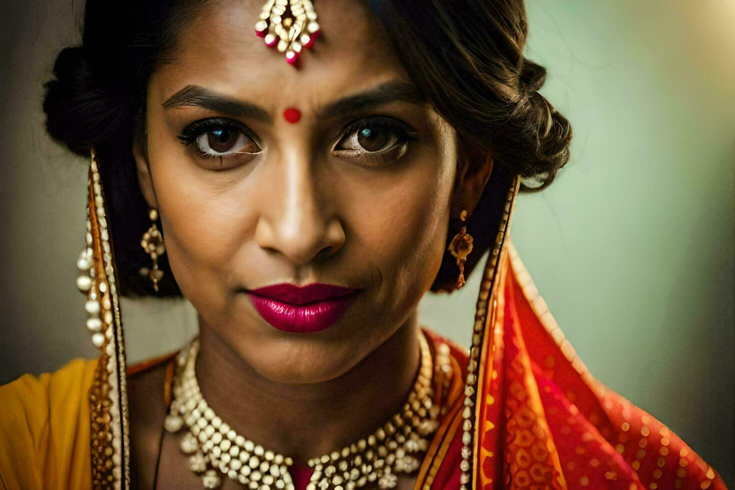 an indian woman wearing traditional jewelry. AI-Generated photo