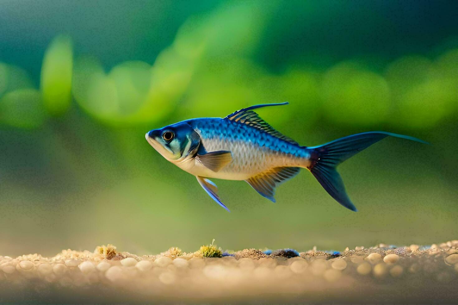 un pescado es nadando en el agua. generado por ai foto