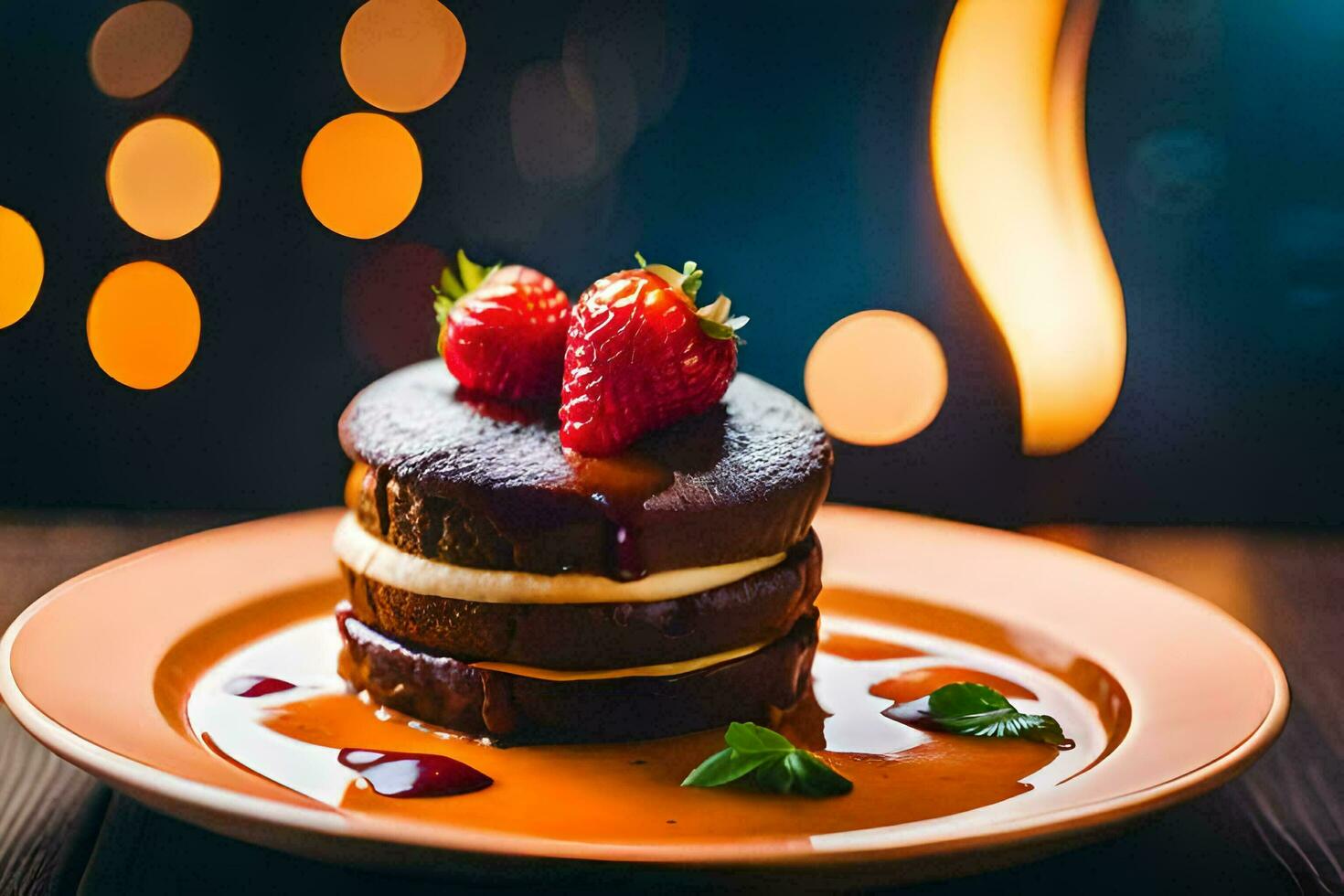 a stack of pancakes with strawberries on top. AI-Generated photo