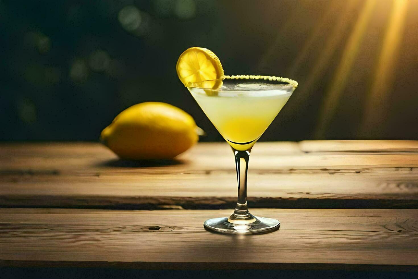 a cocktail with lemon and a slice of lemon. AI-Generated photo