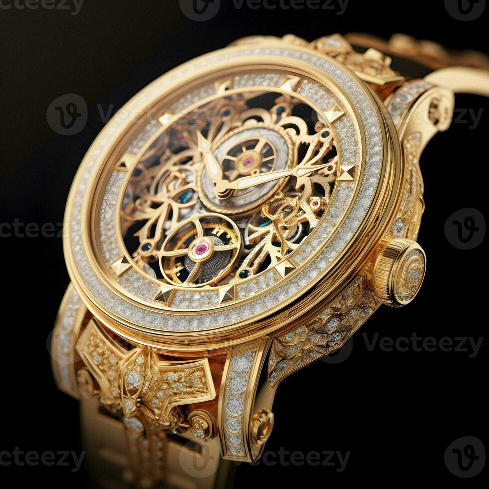Elegance in Gold Luxury Generative AI Golden Watch photo
