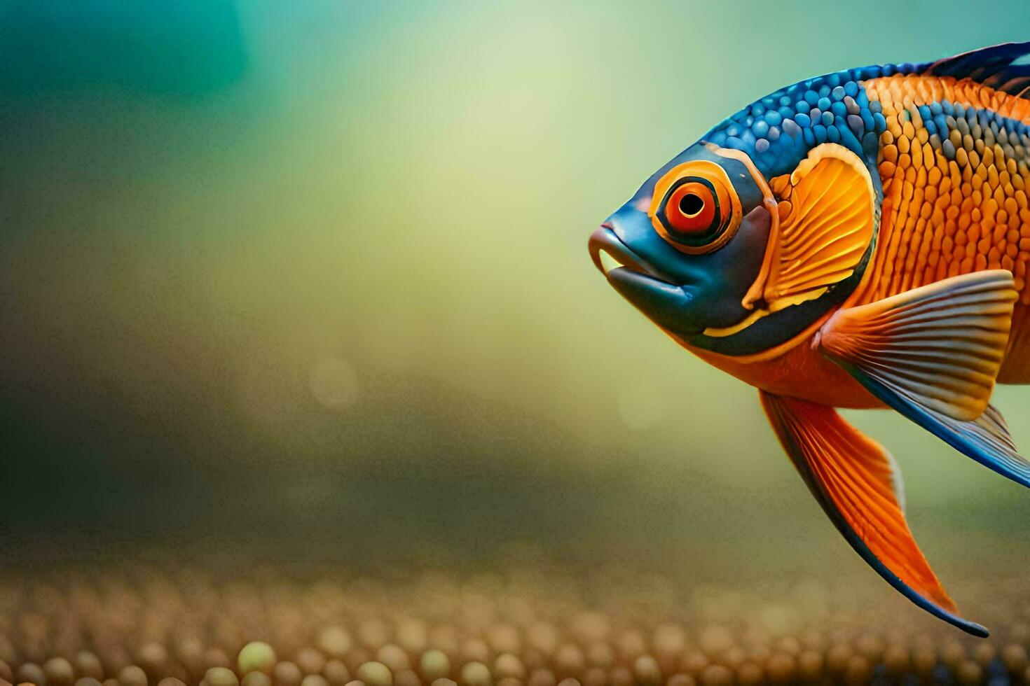 a colorful fish with bright orange and blue eyes. AI-Generated photo