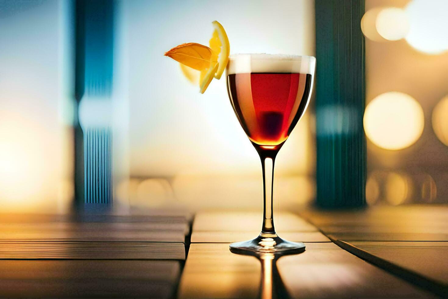 cocktail in a glass with a slice of orange. AI-Generated photo