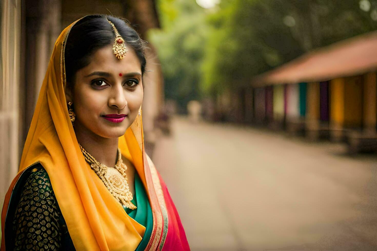 un hermosa indio mujer en tradicional ropa. generado por ai foto