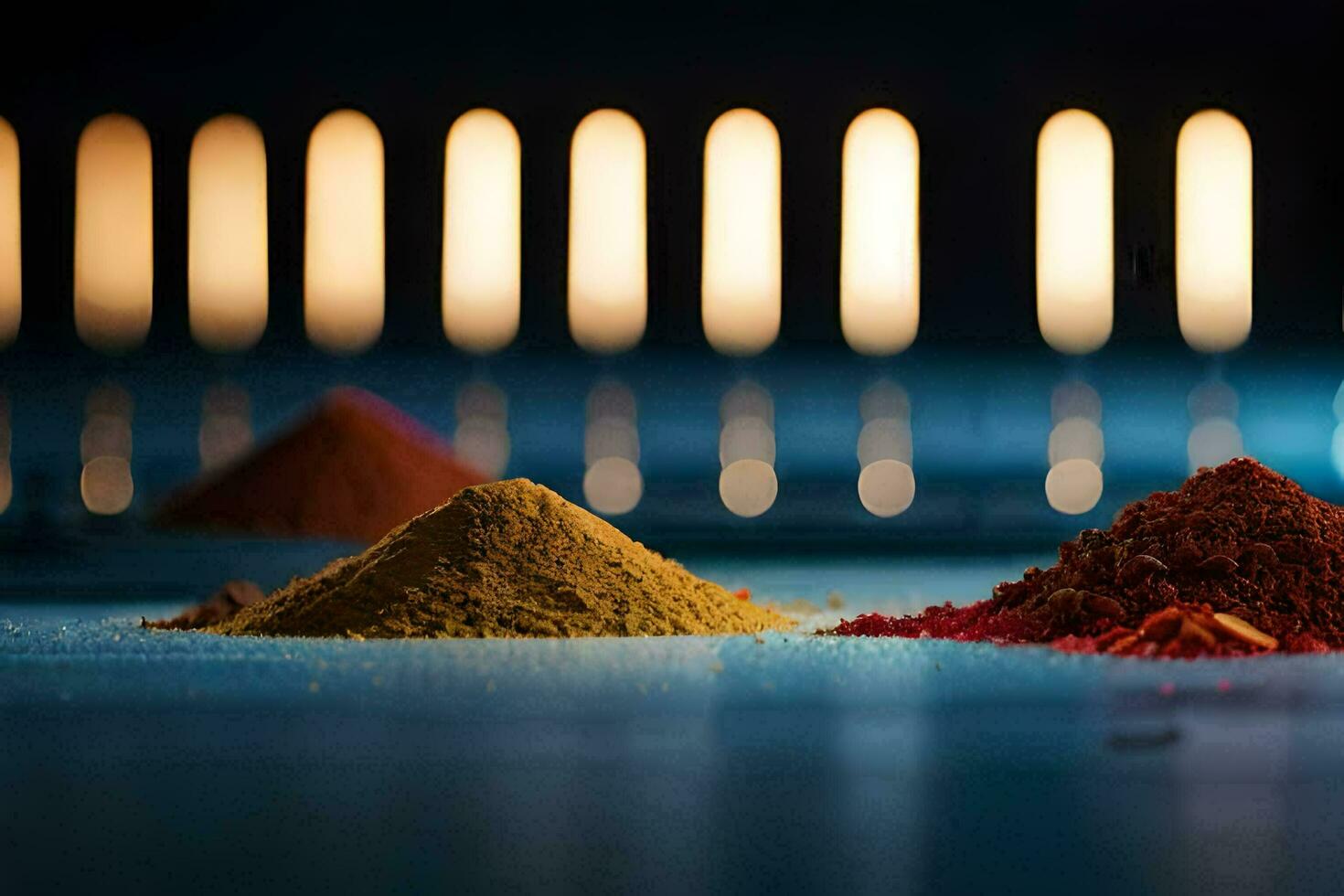 a pile of colored powders on a table. AI-Generated photo