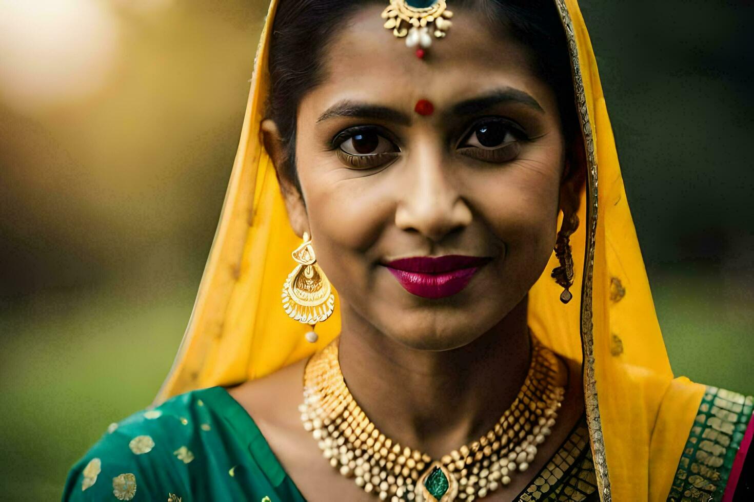 a woman in a traditional indian sari. AI-Generated photo