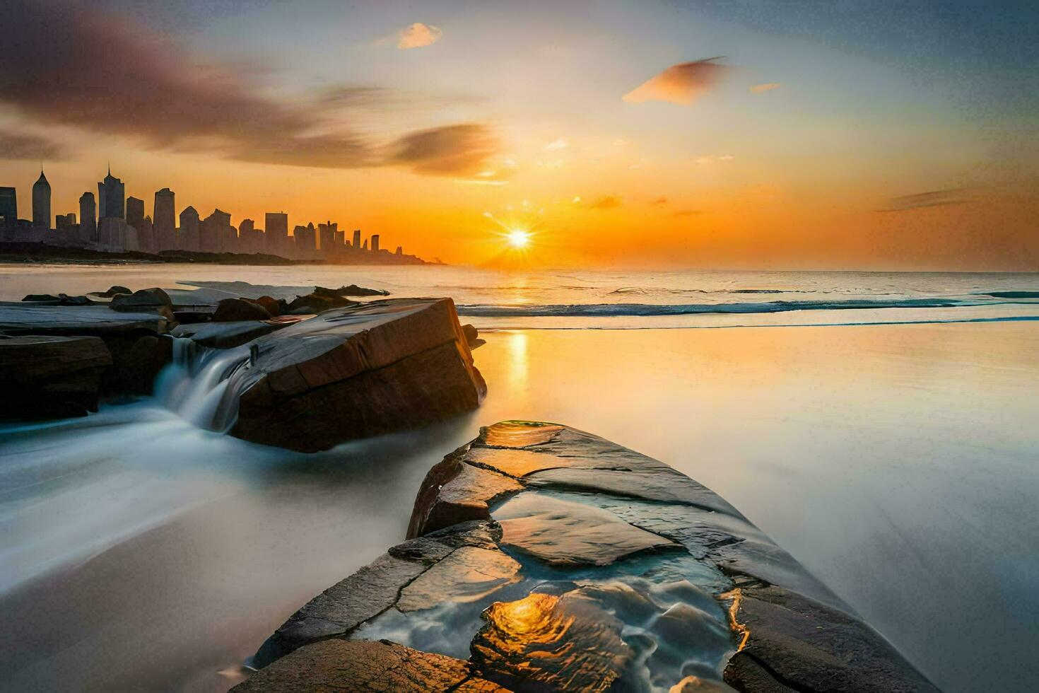 el Dom conjuntos terminado el ciudad horizonte en Sídney. generado por ai foto