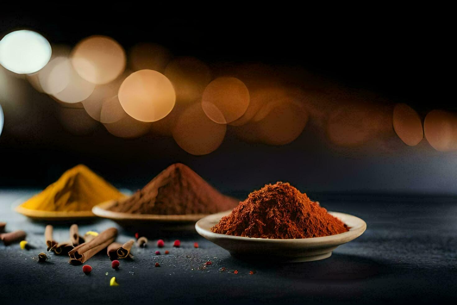 spices and spices on a table. AI-Generated photo