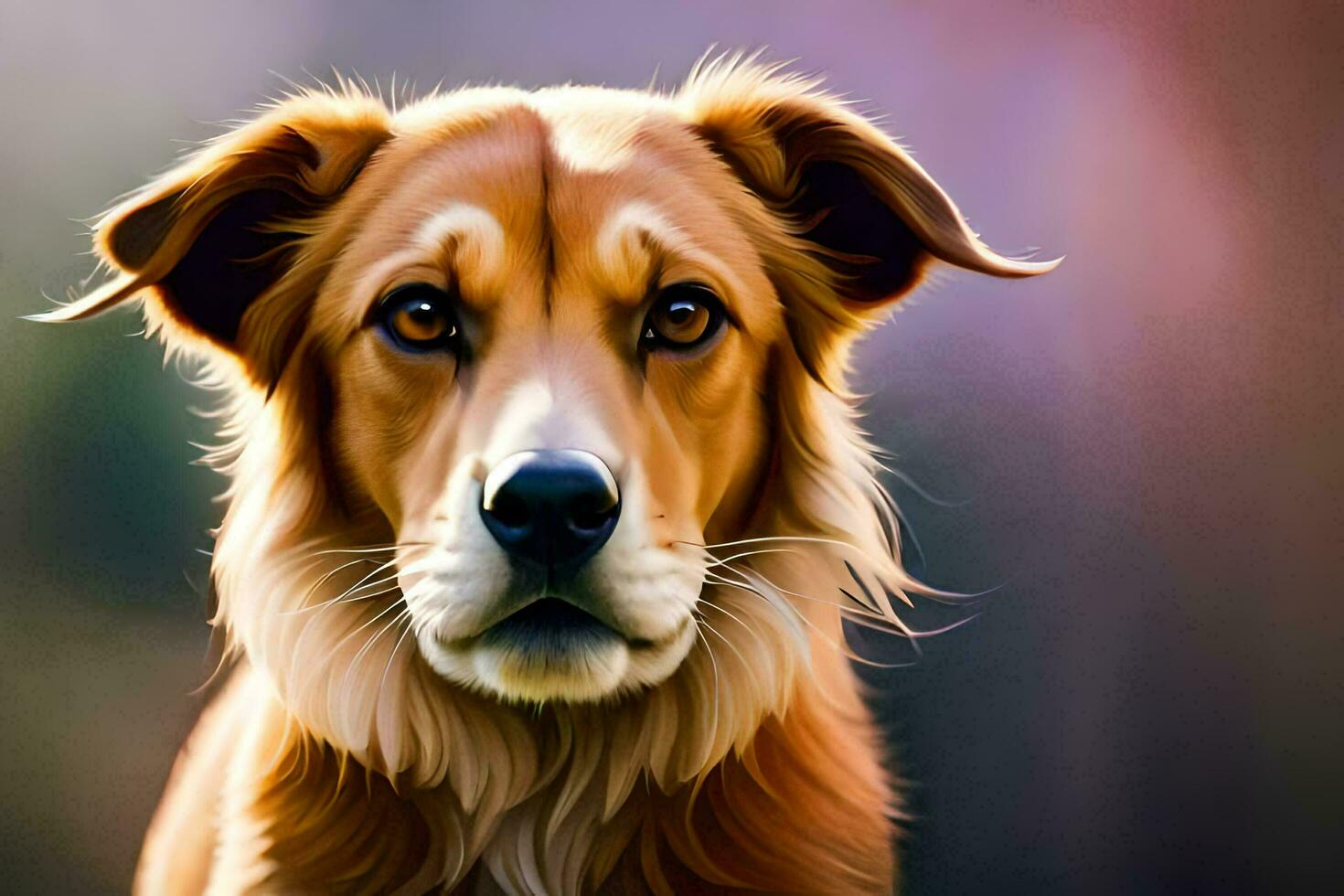 a dog is looking at the camera in this painting. AI-Generated photo