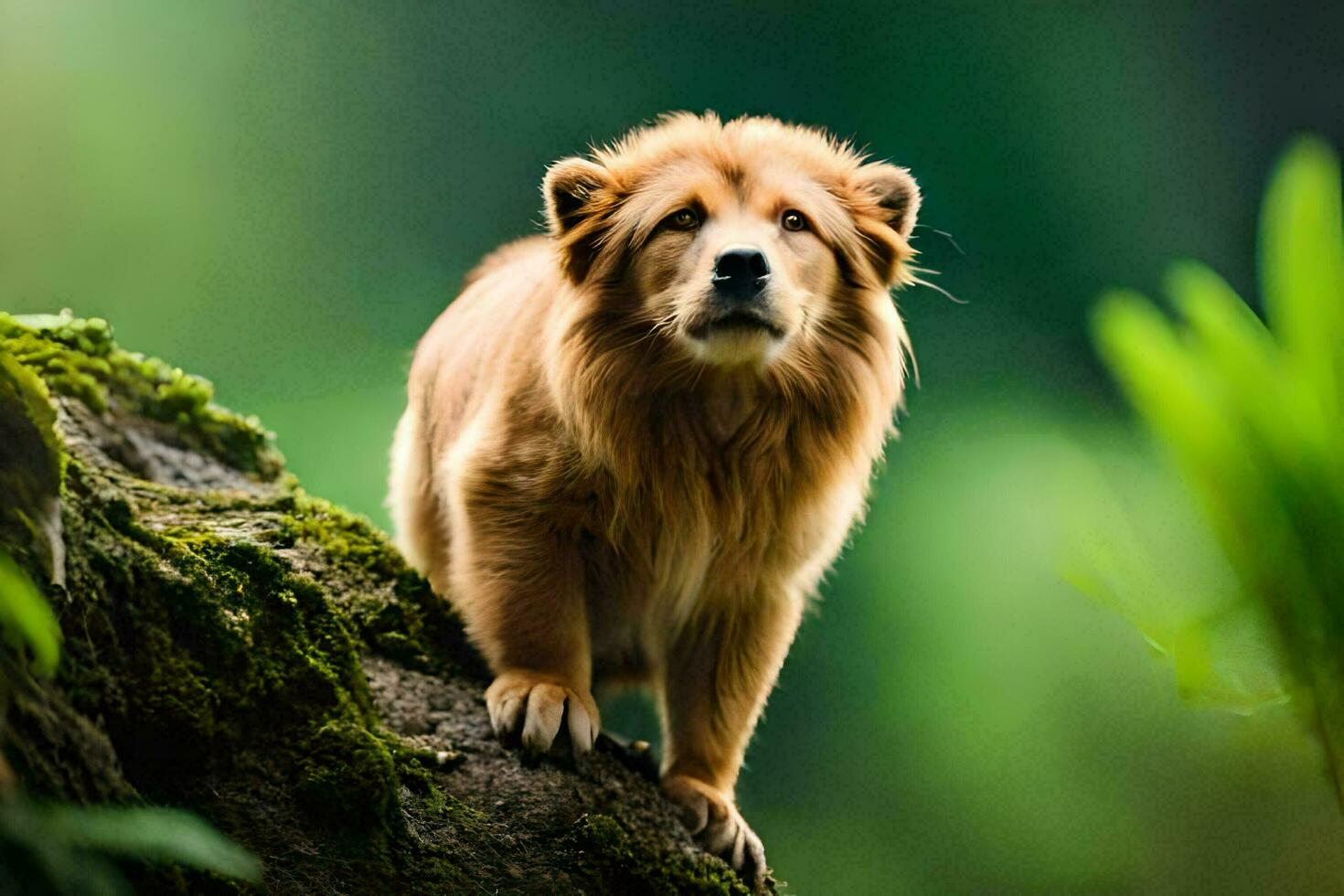 a dog standing on top of a rock. AI-Generated photo