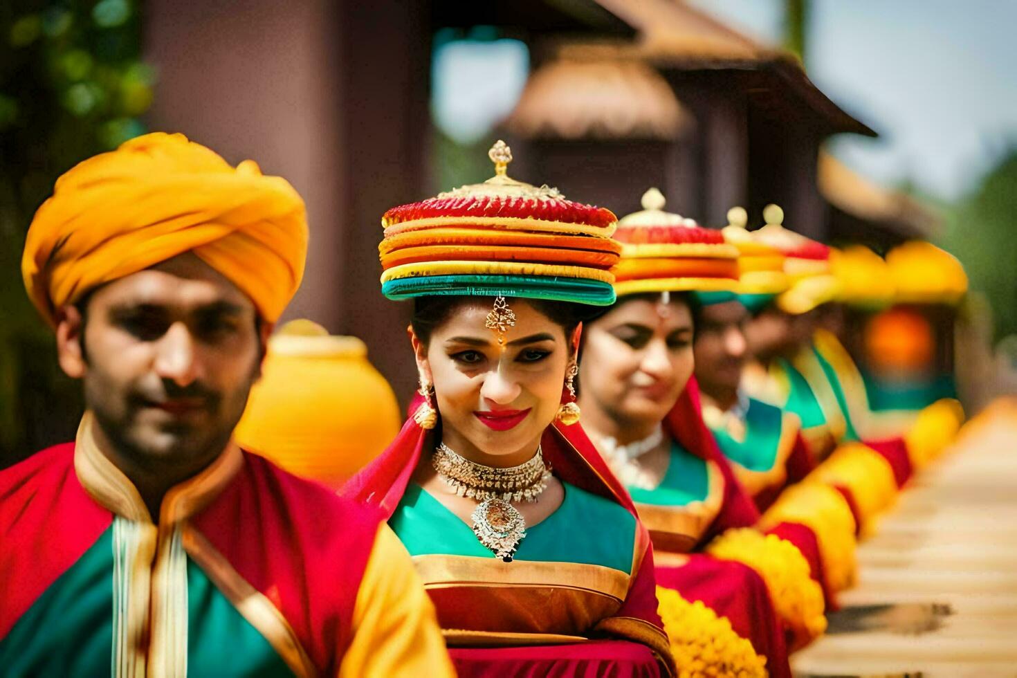 a group of women in traditional indian attire. AI-Generated photo