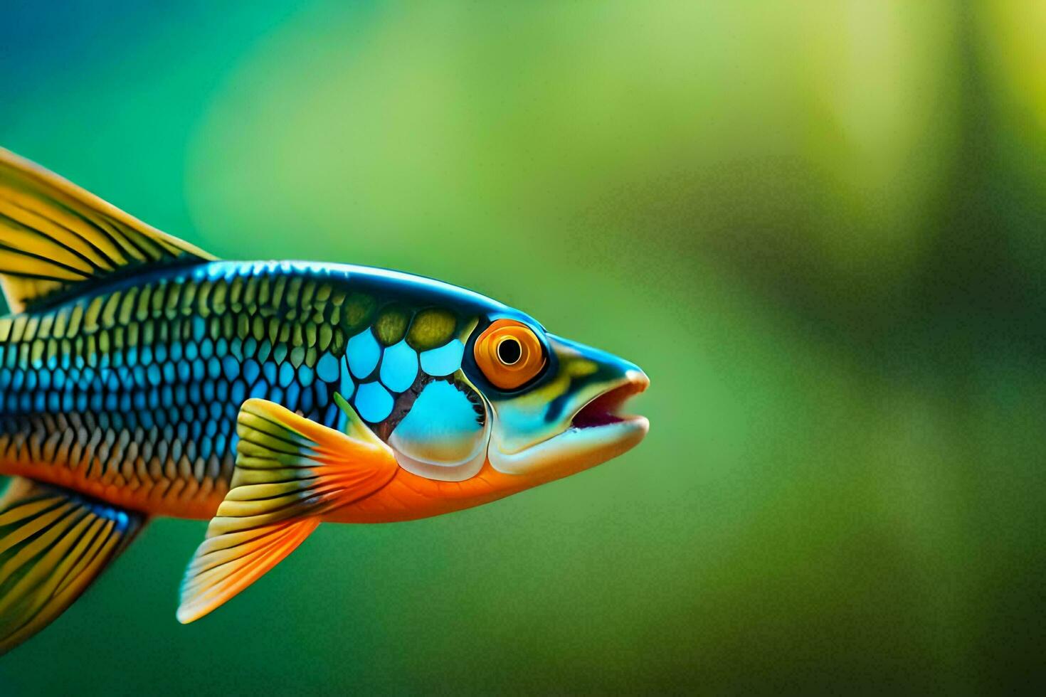 a colorful fish with blue and orange stripes. AI-Generated photo