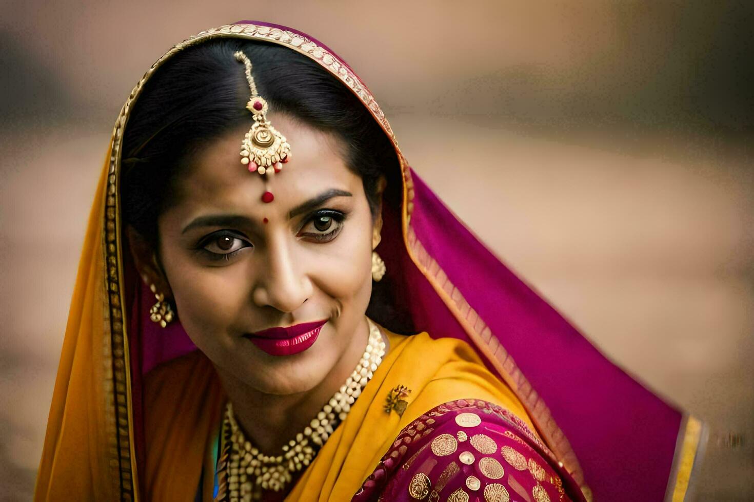 a woman in a traditional indian sari. AI-Generated photo