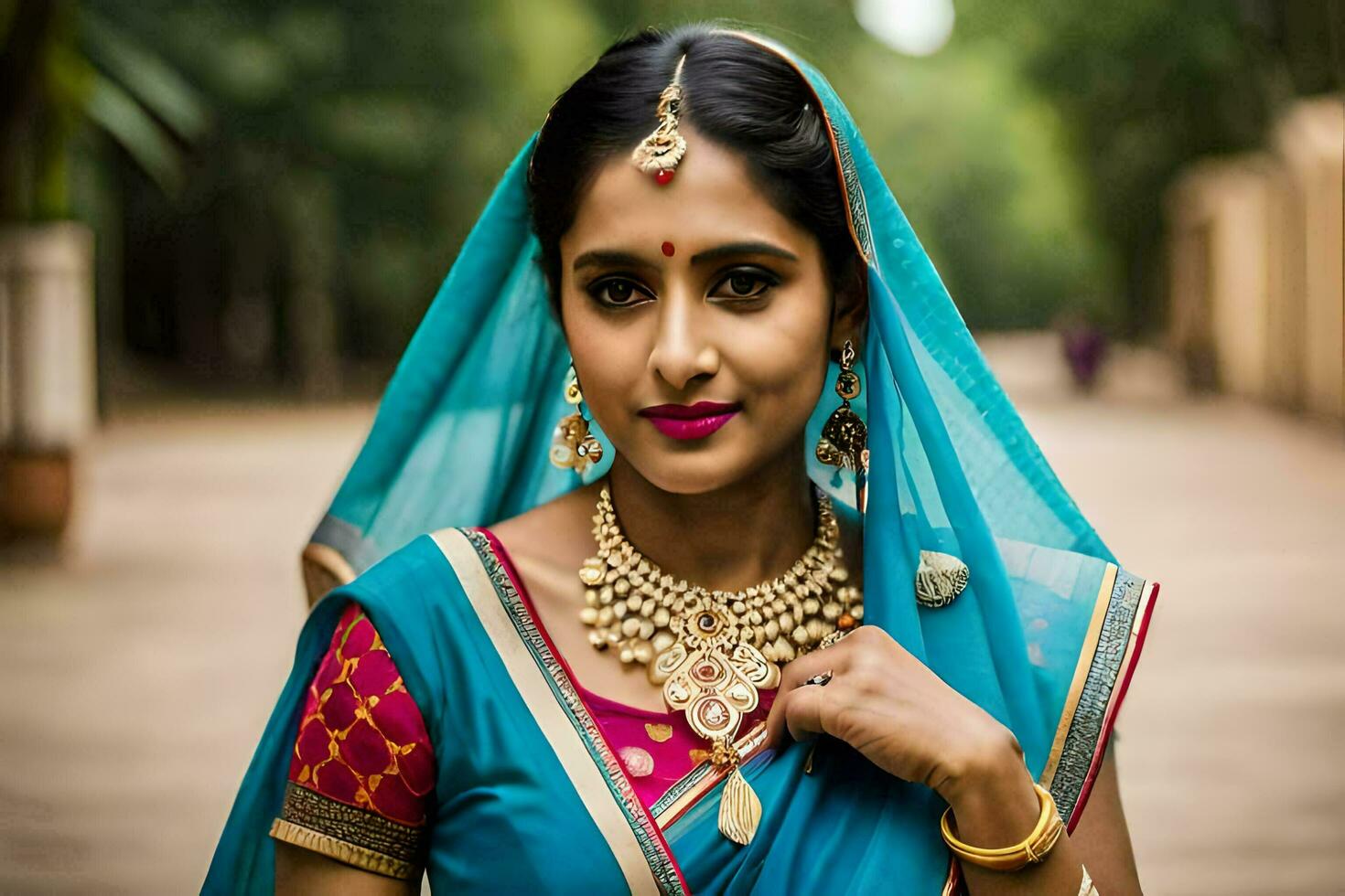 a beautiful indian woman in traditional attire. AI-Generated photo