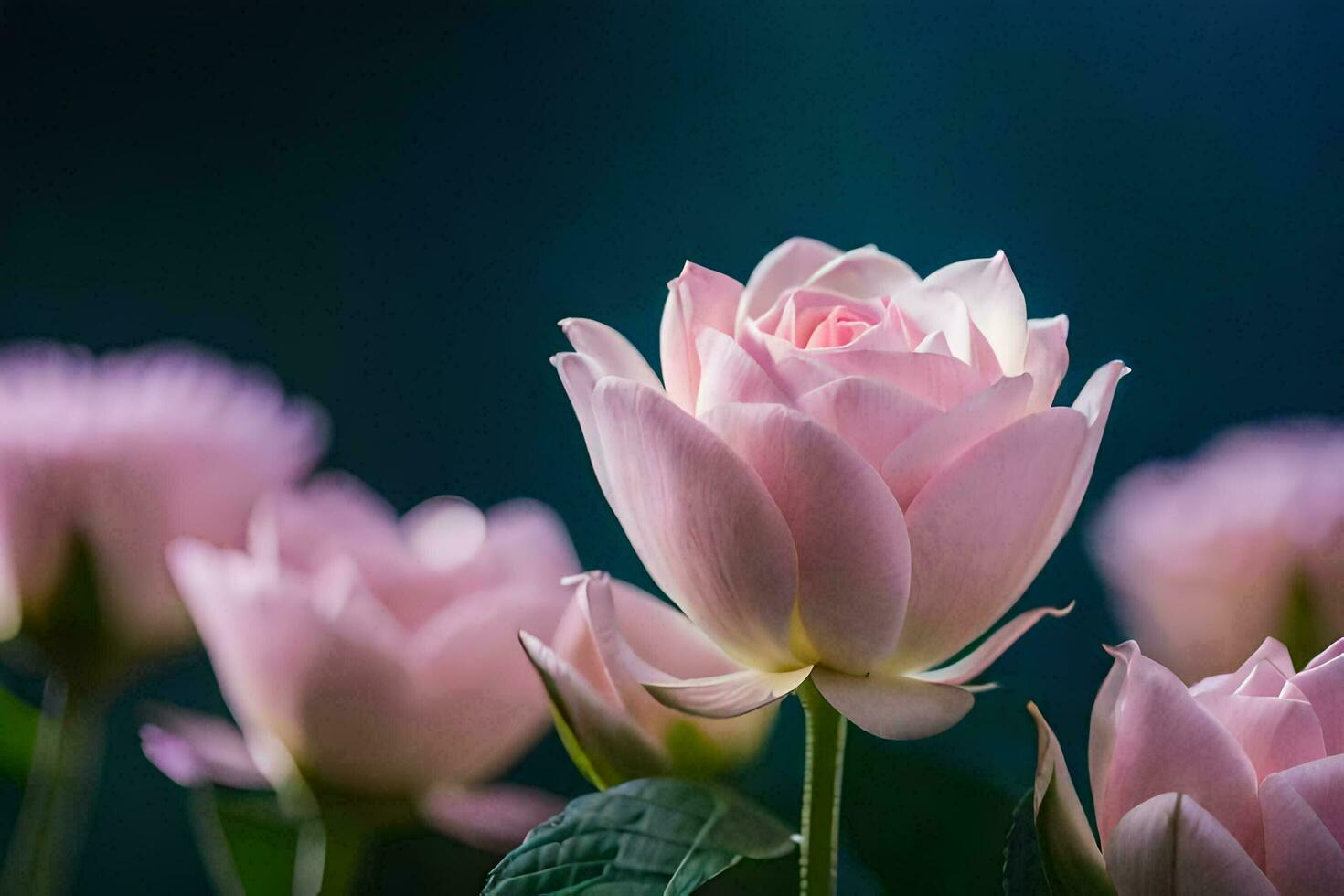 pink lotus flowers in the dark. AIGenerated 32381449 Stock Photo at