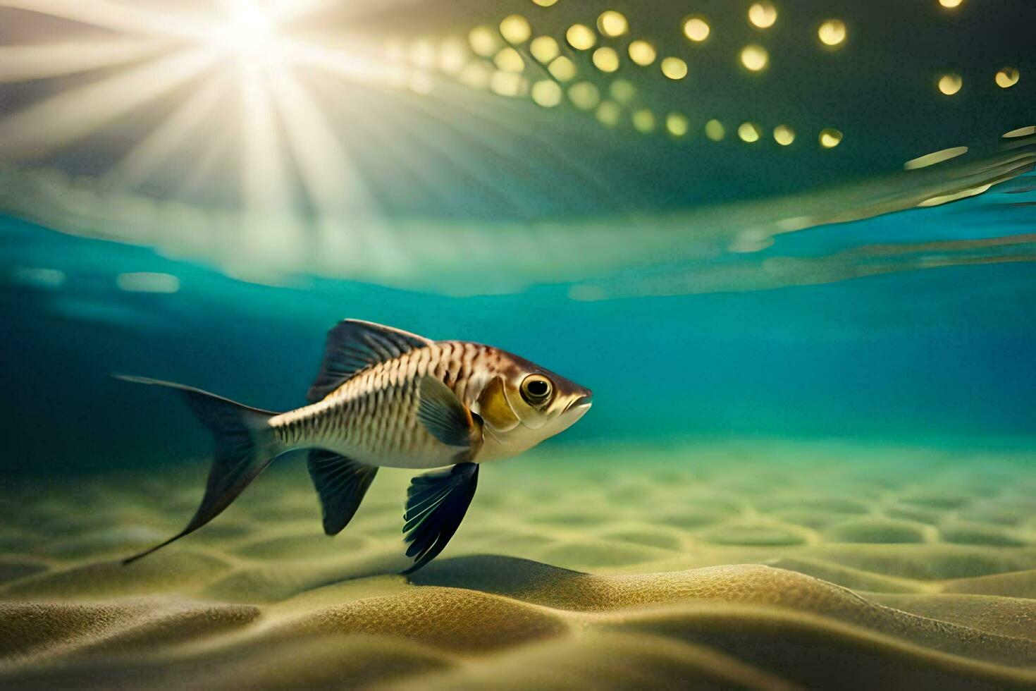 a fish swimming in the sand. AI-Generated photo