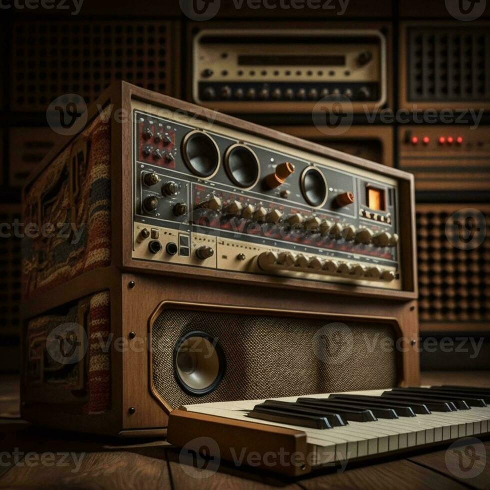 Retro Synth Serenade, a vintage analog synthesizer   generative ai photo