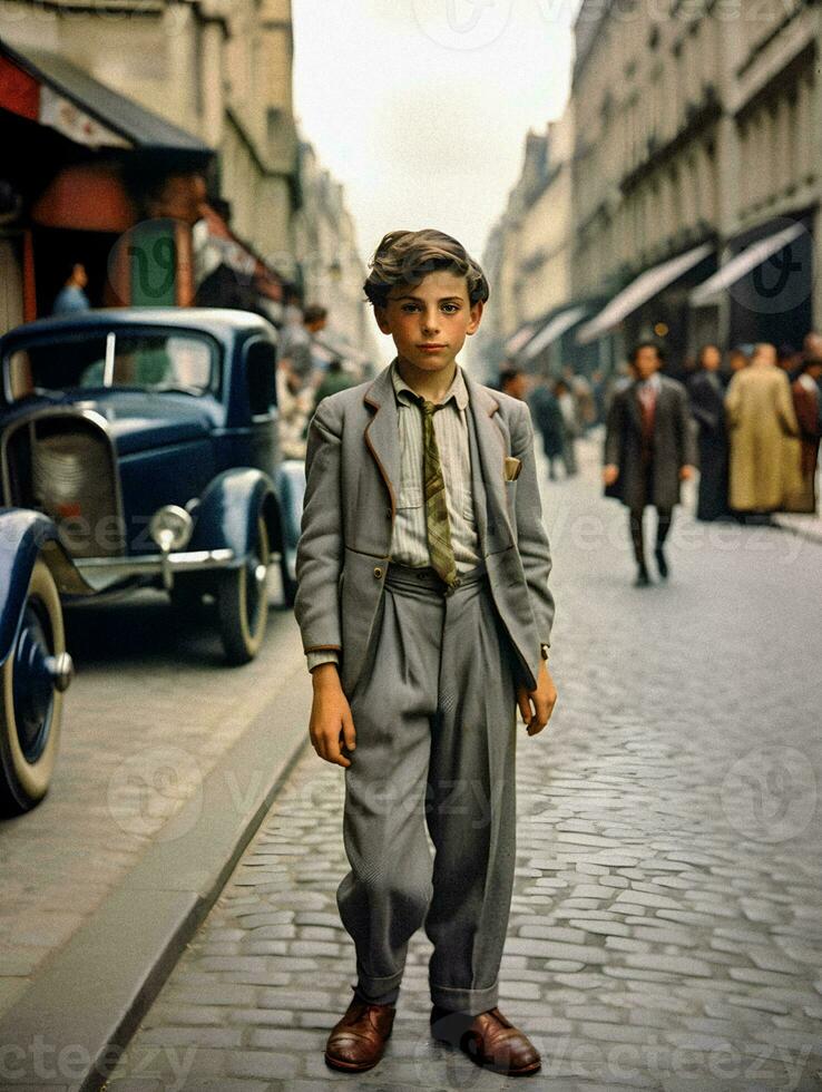 30s Parisian Boy in the Enchanting Streets   generative ai photo