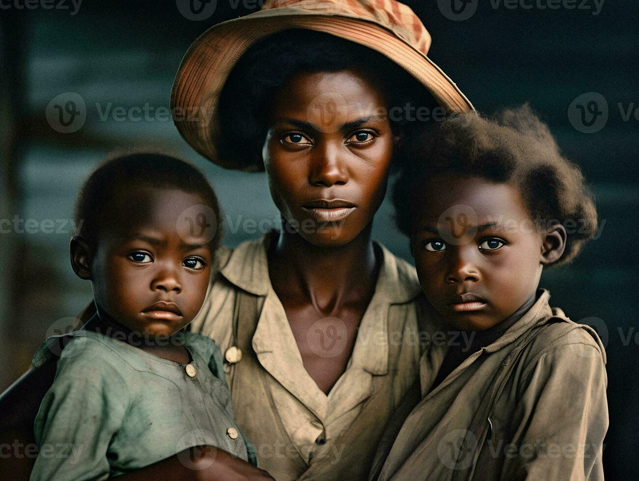 Resilience Amidst Hardship A Poor Black Family During the 1930s Great Depression   generative ai photo