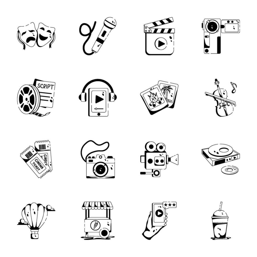 Premium Collection of Entertainment and Multimedia Glyph Icons vector