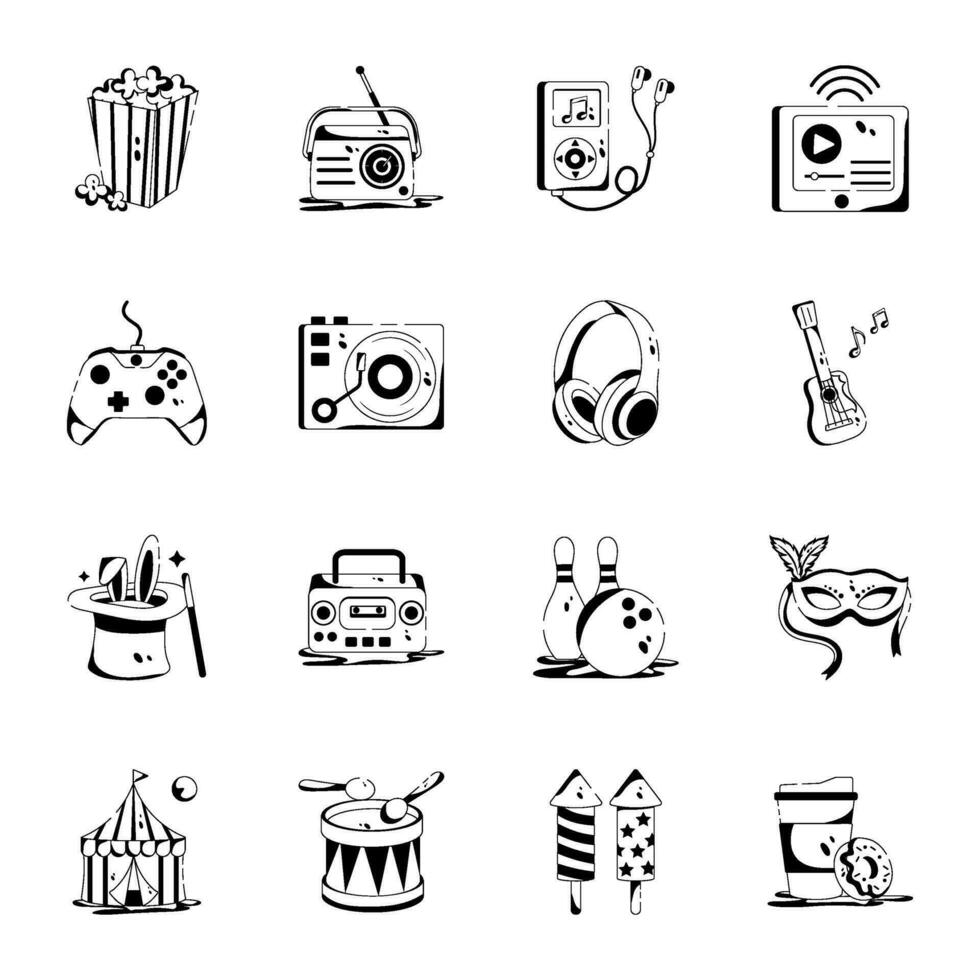 Handy Glyph Icon Designs of Entertainment vector