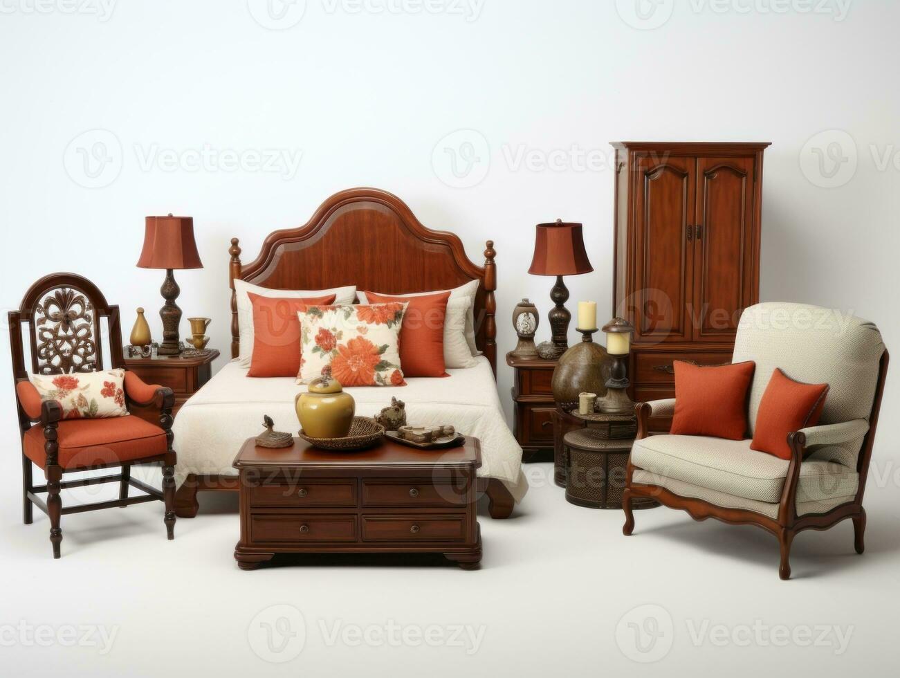 Furniture on white background AI Generative photo