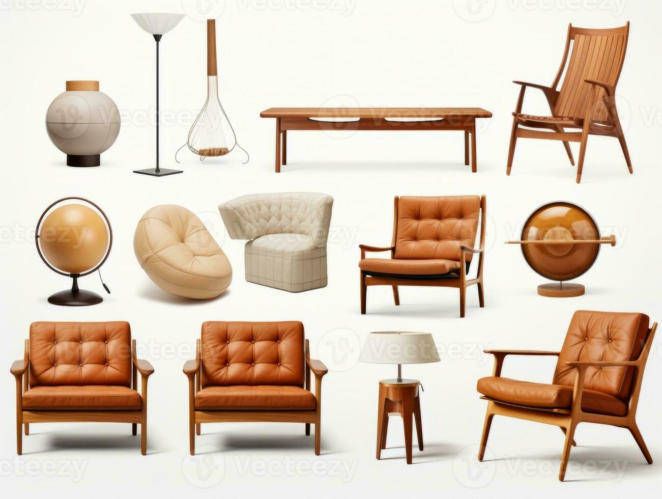 Furniture on white background AI Generative photo