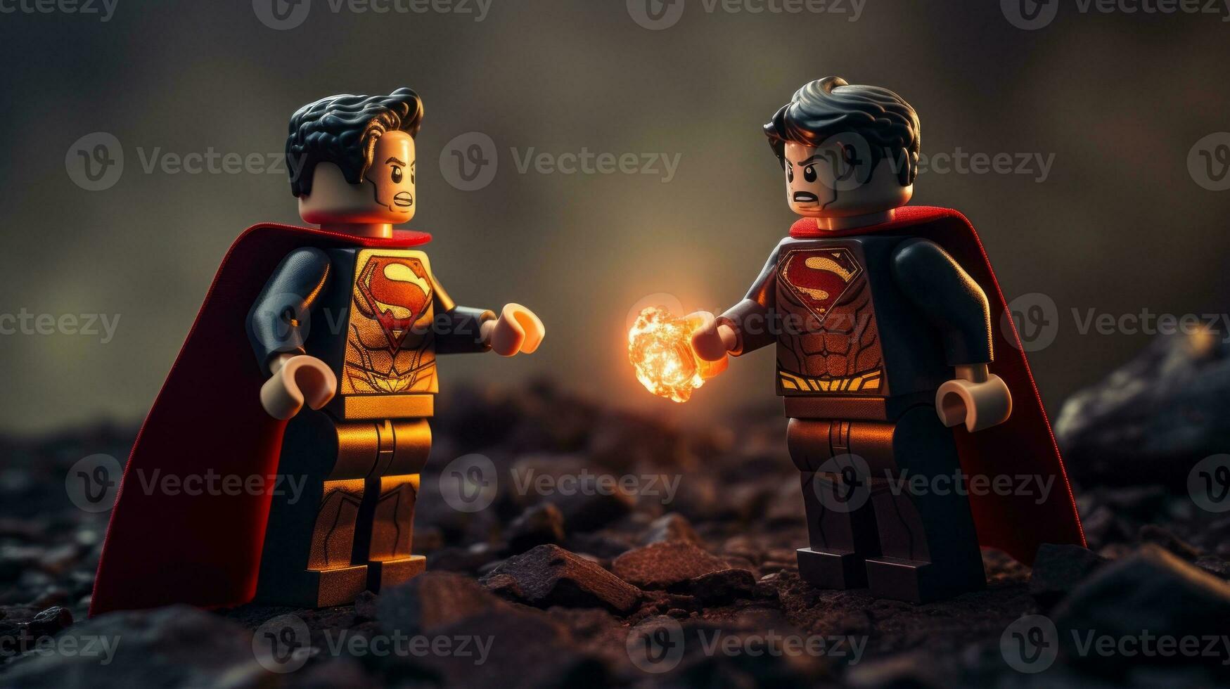 Lego heroes teaming up to save the world AI Generative photo