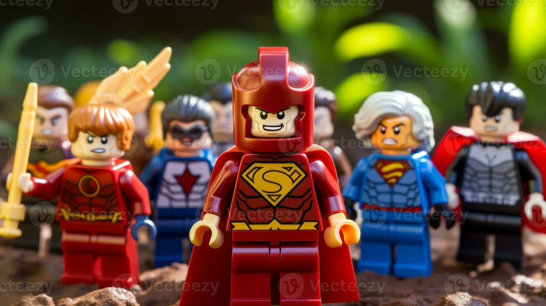 Lego heroes teaming up to save the world AI Generative photo