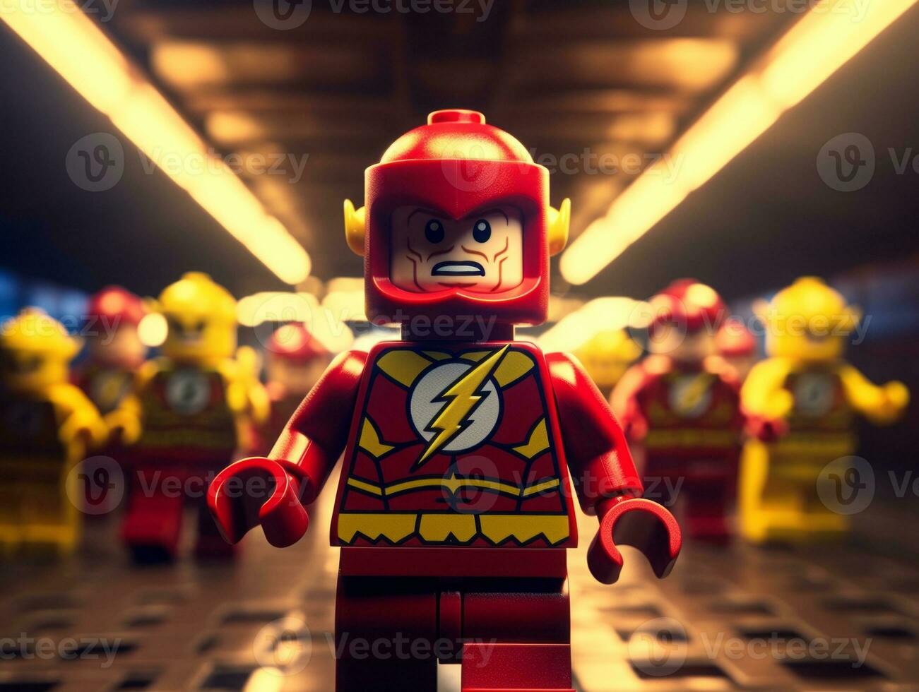 Lego heroes teaming up to save the world AI Generative photo