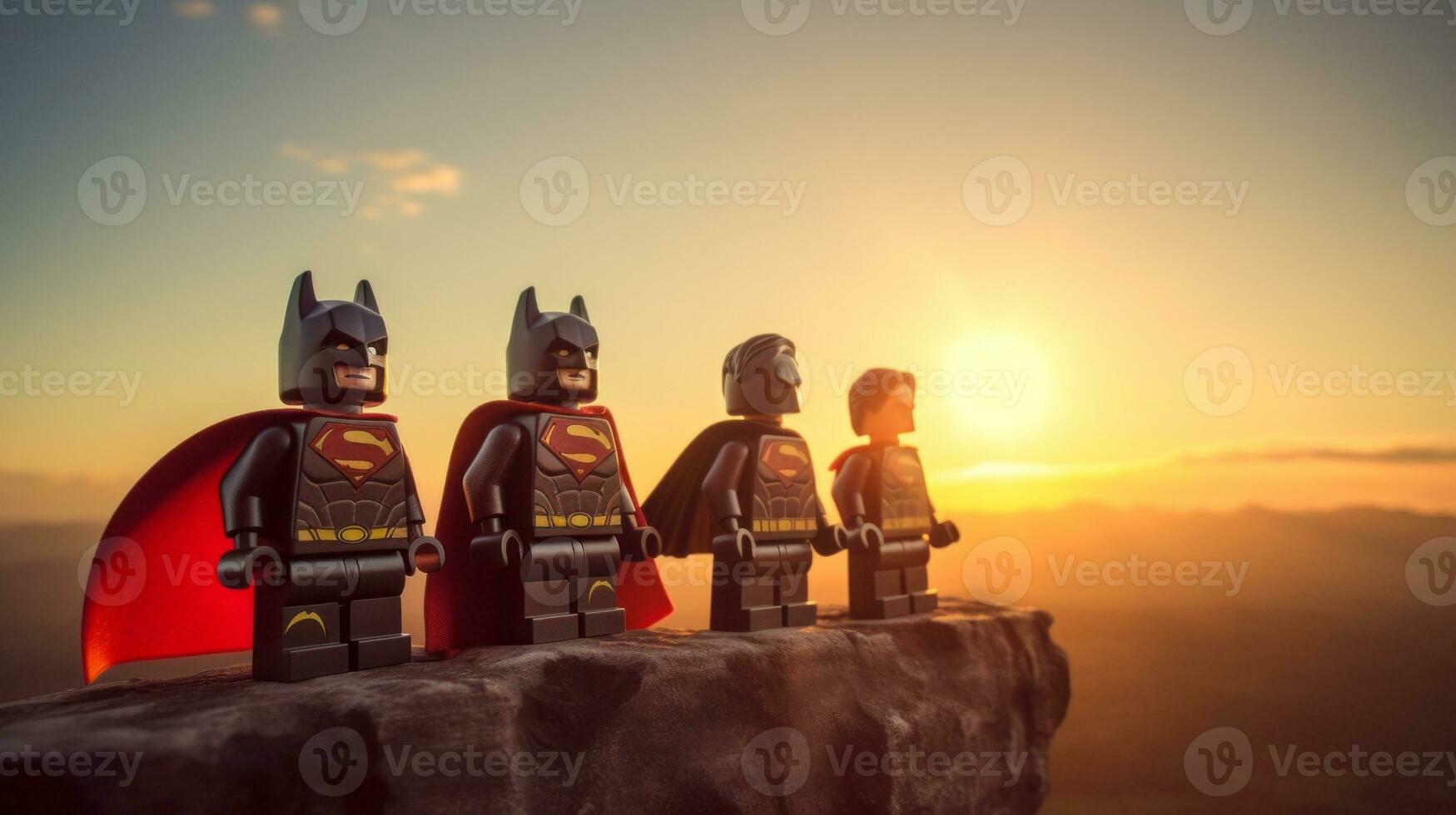 Lego heroes teaming up to save the world AI Generative photo