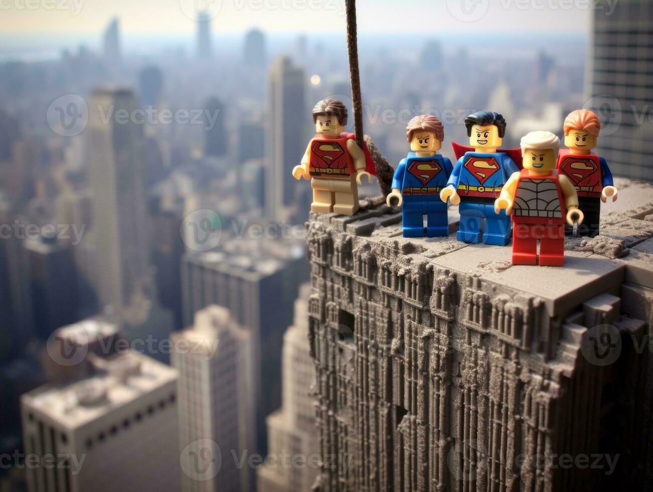 Lego héroes equipo arriba a salvar el mundo ai generativo foto