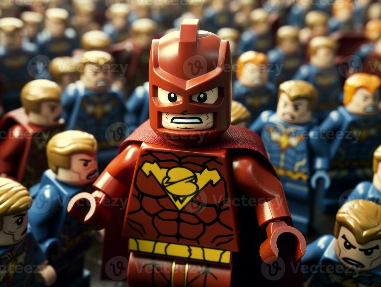 Lego heroes teaming up to save the world AI Generative photo