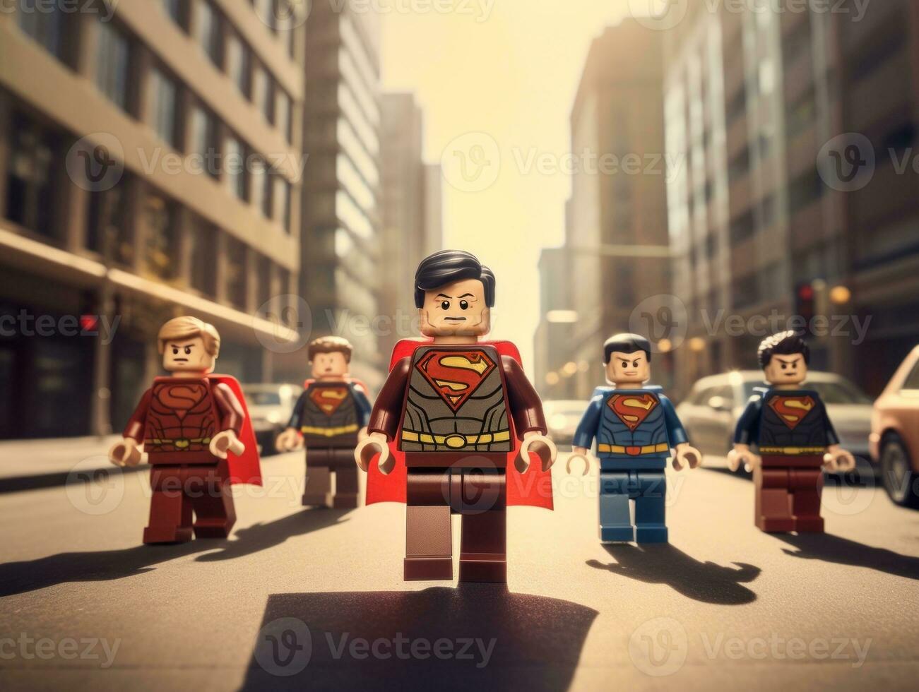 Lego heroes teaming up to save the world AI Generative photo