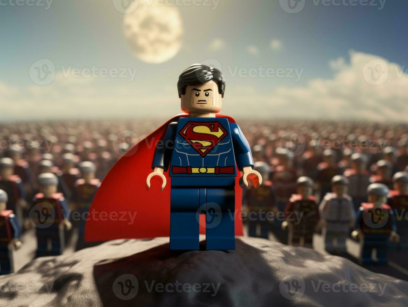 Lego heroes teaming up to save the world AI Generative photo