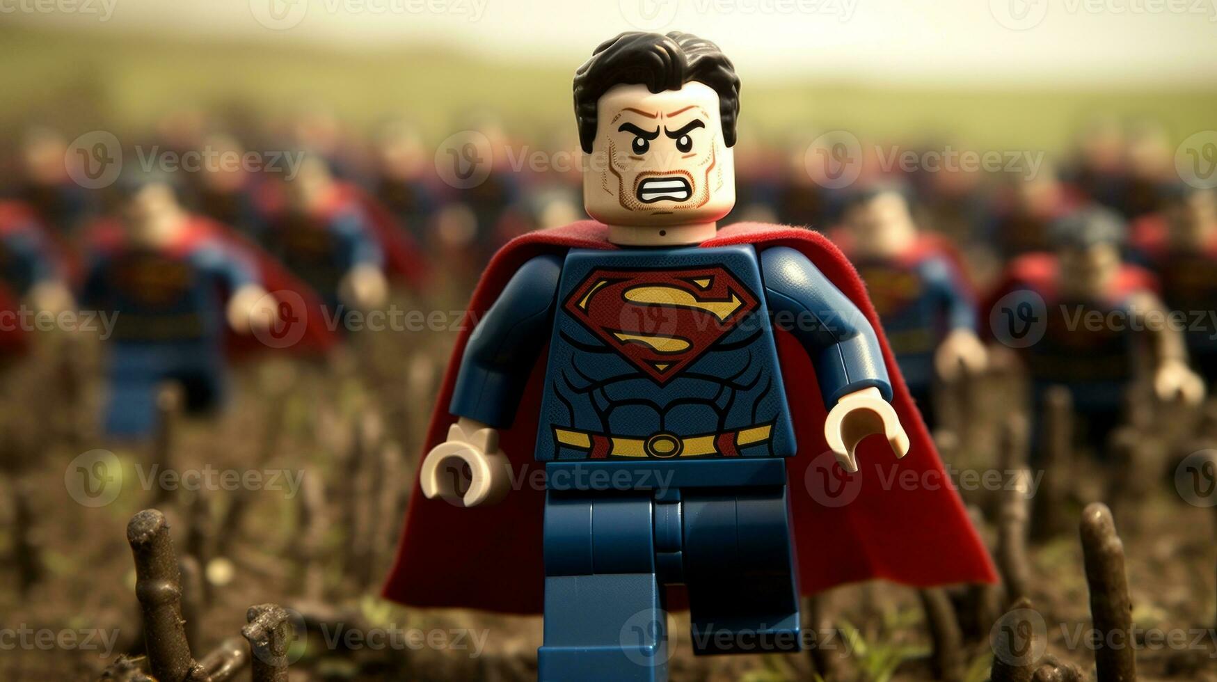 Lego heroes teaming up to save the world AI Generative photo