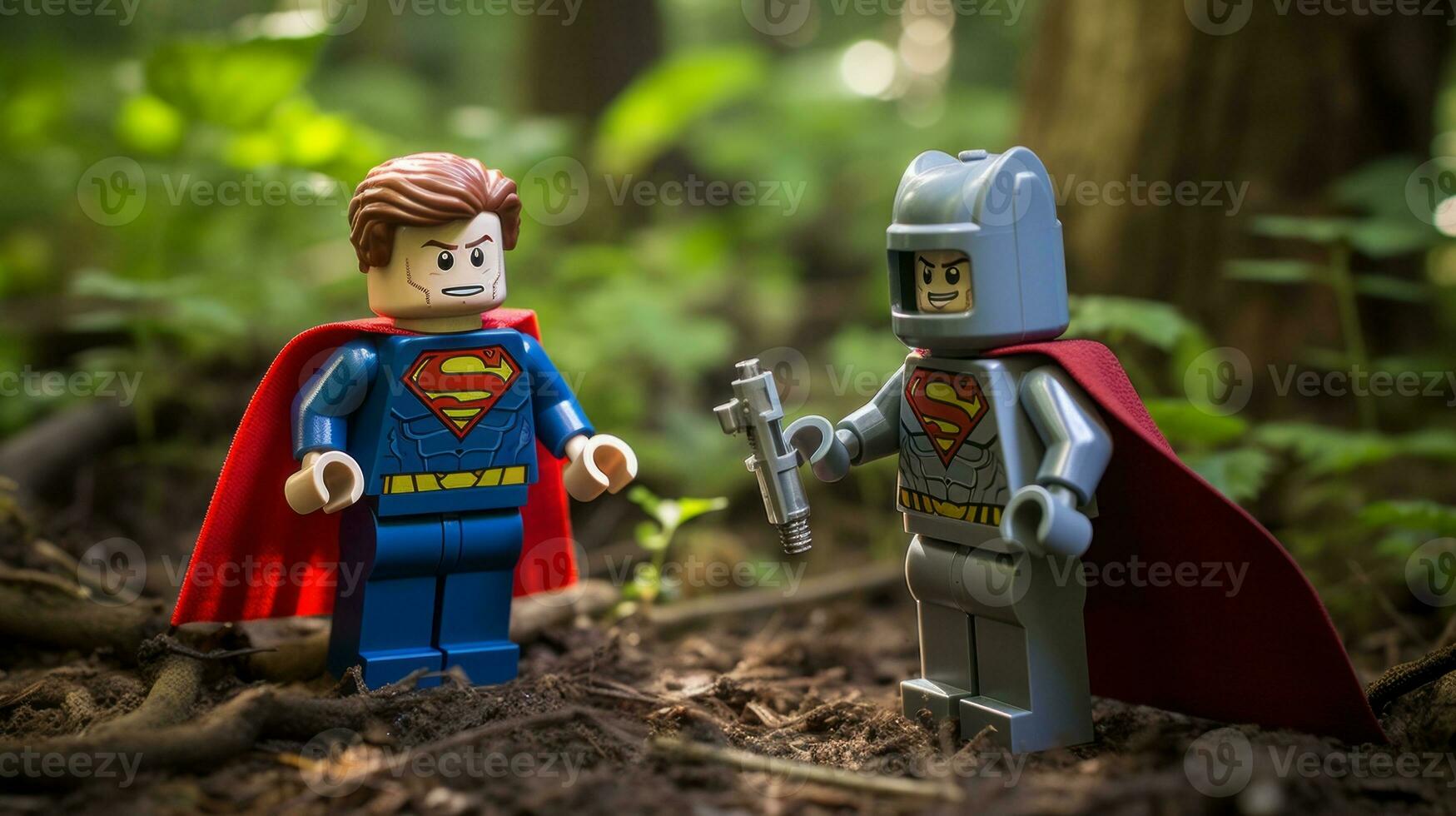 Lego heroes teaming up to save the world AI Generative photo
