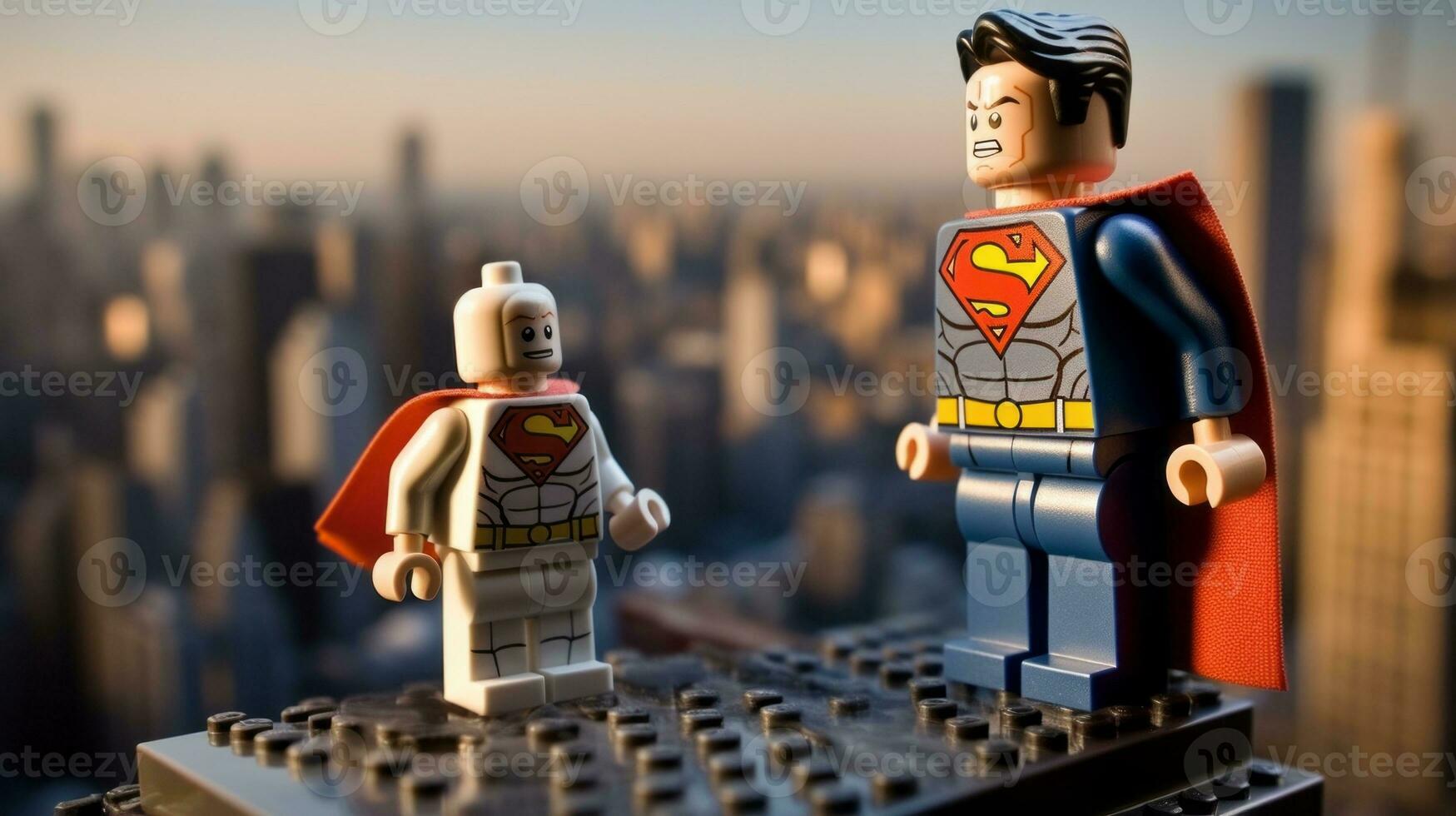 Lego heroes teaming up to save the world AI Generative photo