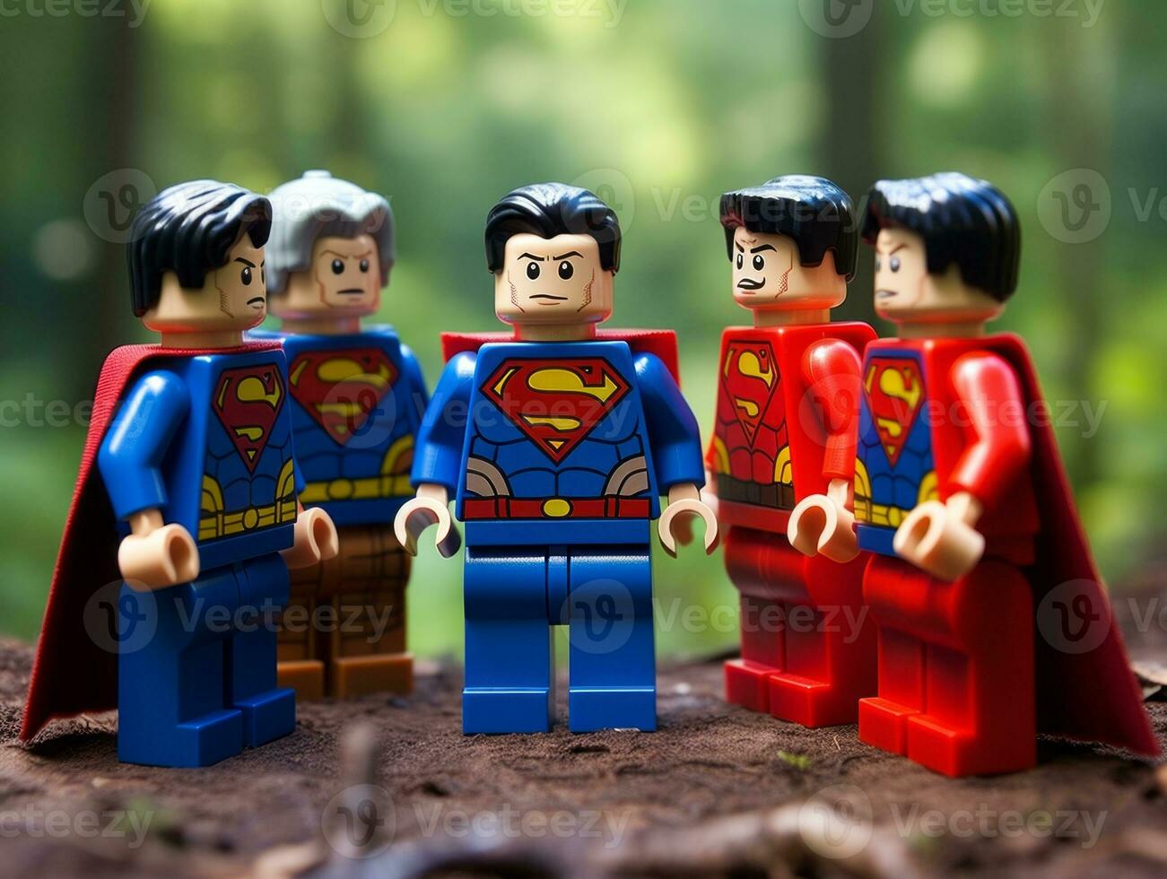 Lego heroes teaming up to save the world AI Generative photo